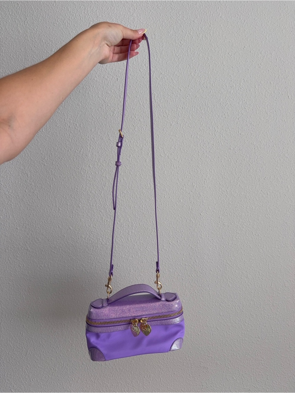 Stoney Clover Lane purple Cosmetic Case with Gold Heart Zippers - Picture 8 of 8